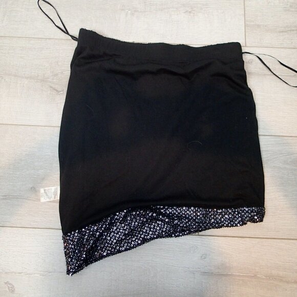 Theory Hailey Skirt Black Metallic Sequin Asymmetrical Hem - Picture 10 of 12